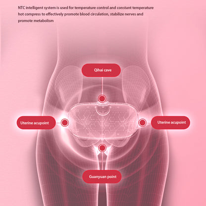 Abdominal massage belt with embedded electrode pads shown on torso area graphic