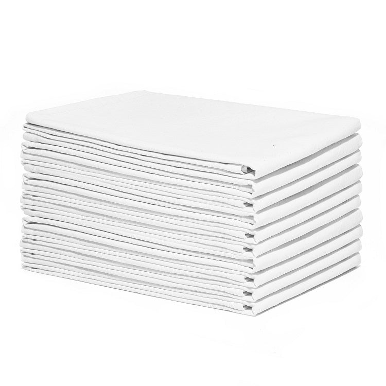 White kitchen flour sack towels neatly stacked, folded cloths