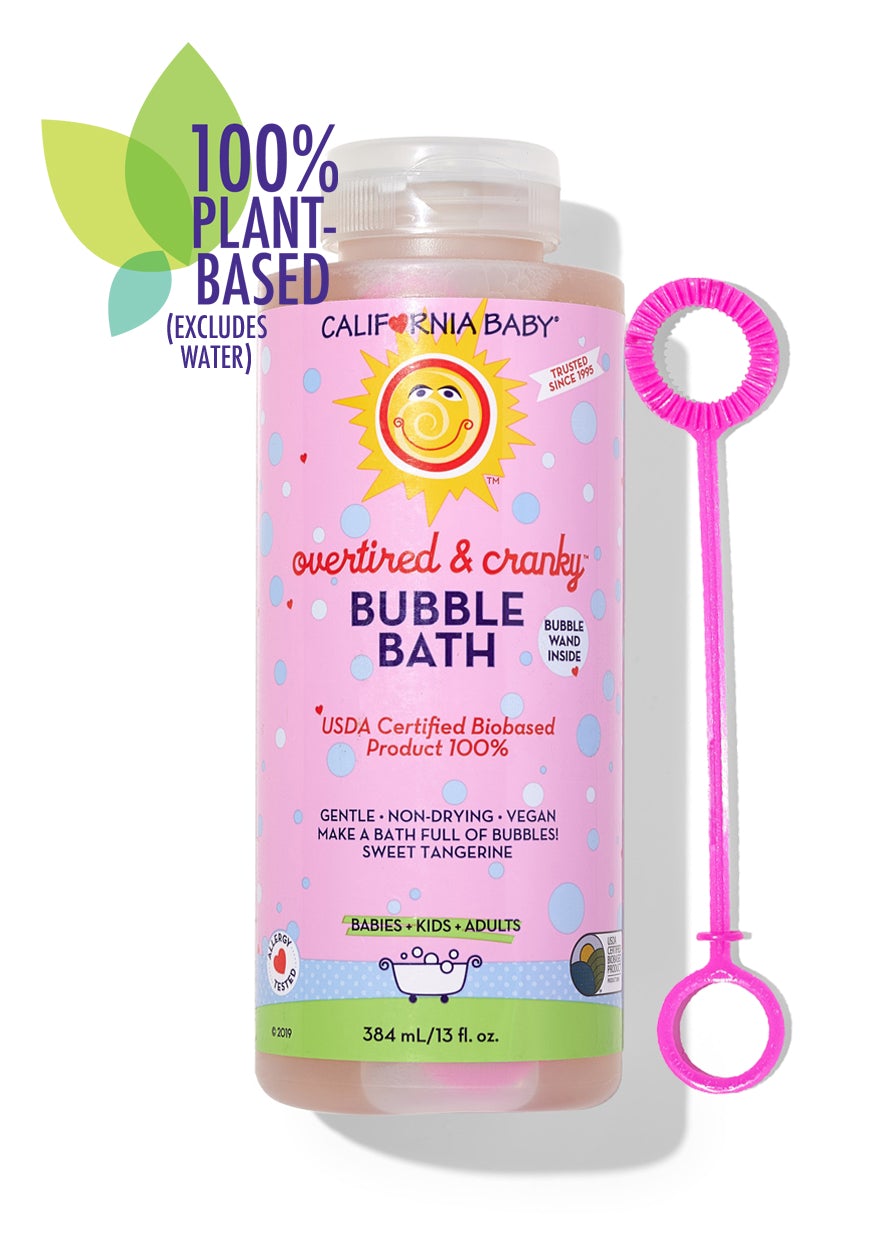 Bubble bath bottle with pink cap and pink front label, 384 mL