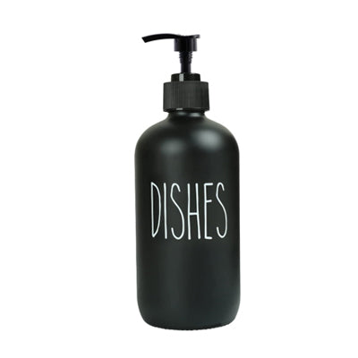 Kitchen faucet mat accessory: black dish soap dispenser bottle with pump