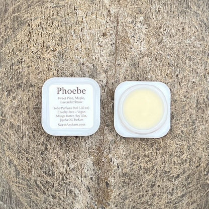 Phoebe Sweet Anthem balm container with pale yellow solid