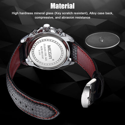 Waterproof Durable MEGIR Men's Stainless Steel Analog Sports Quartz Wrist Watch