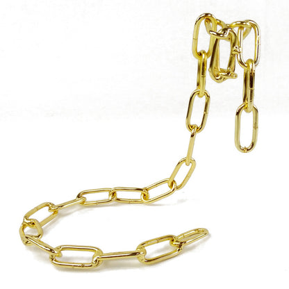 Wine bottle holder with bright gold chain links and hook clamp