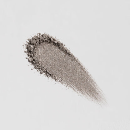 Pressed eyeshadow swatch, taupe gray metallic