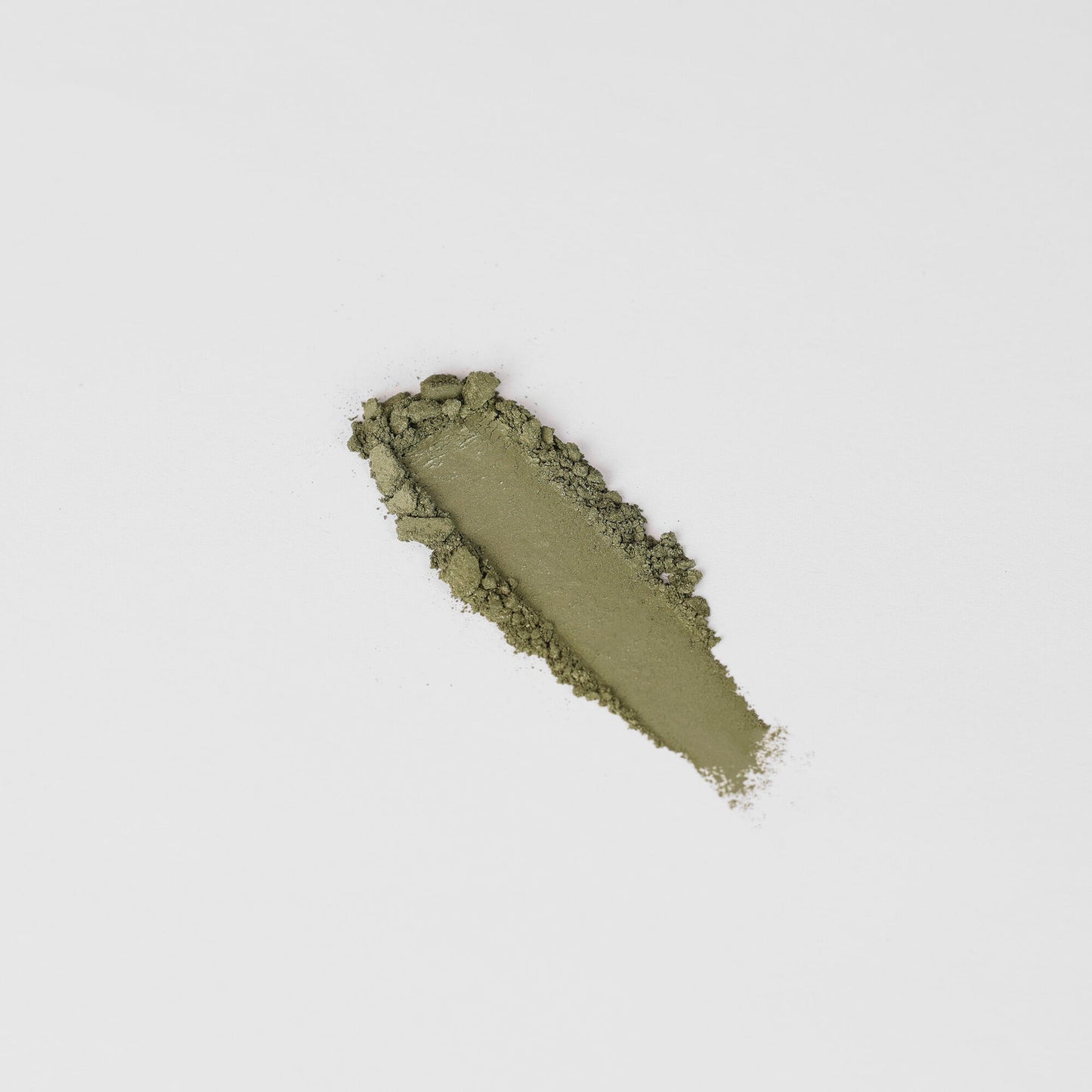 Pressed eyeshadow swatch, olive green glittery stripe