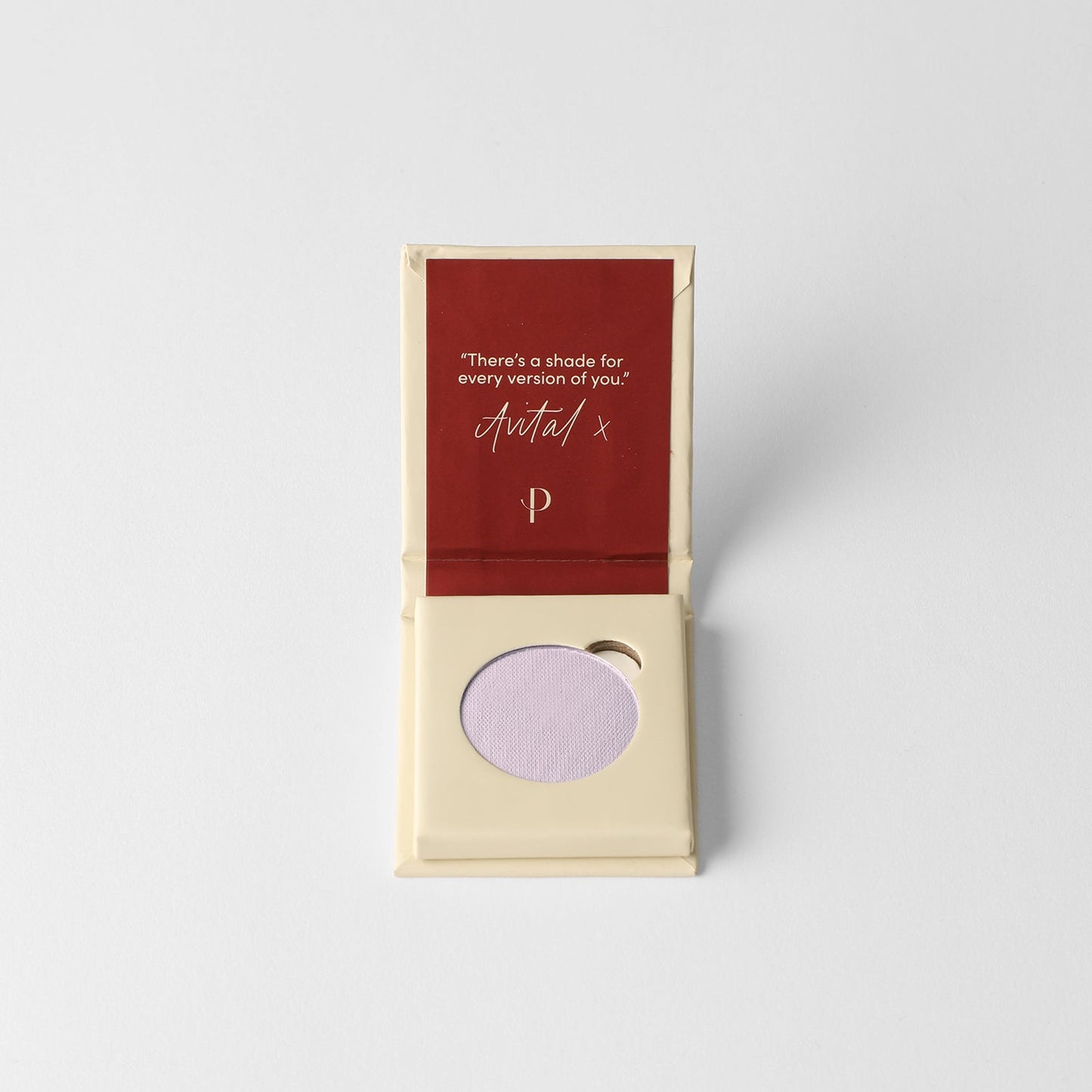 Matte pressed eyeshadow in compact with lilac-purple pan