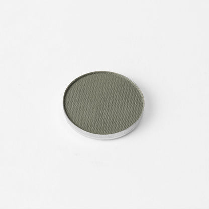 Pressed eyeshadow pan, olive green round compact
