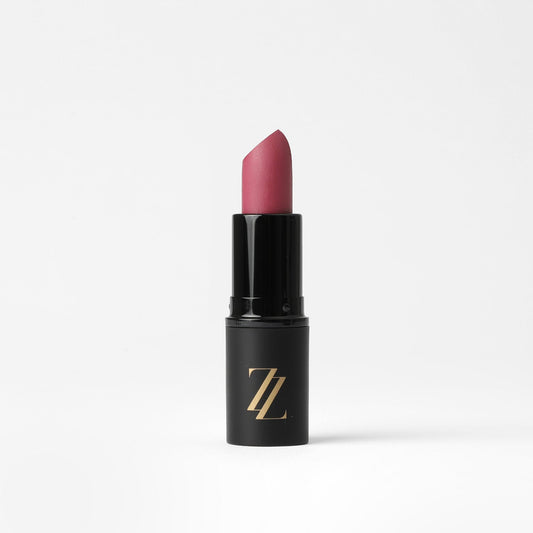 Rose mauve satin lipstick in black tube with gold Z logo
