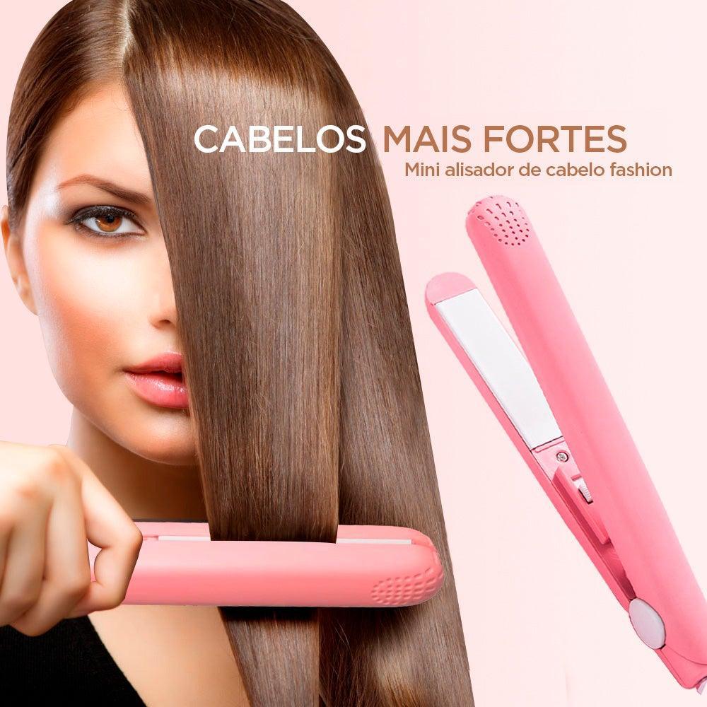 Ceramic mini hair straightener, pink straightening iron with flat ceramic plates