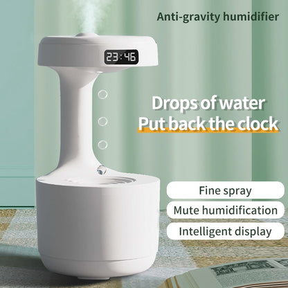 White humidifier diffuser with LED time display and top spray nozzle
