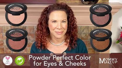 Powder color set for eyes and cheeks with four rose and bronze compacts