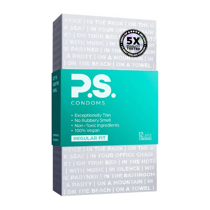 P.S. Condoms box, regular fit, 12 latex condoms, exceptionally thin