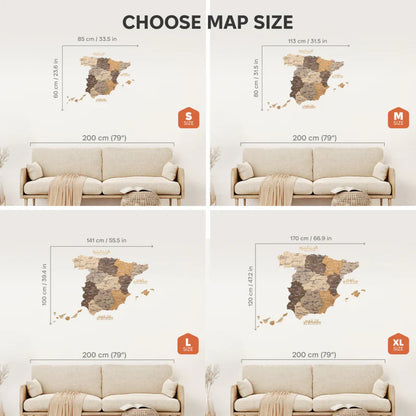 Wooden Map of Spain – Multicolor