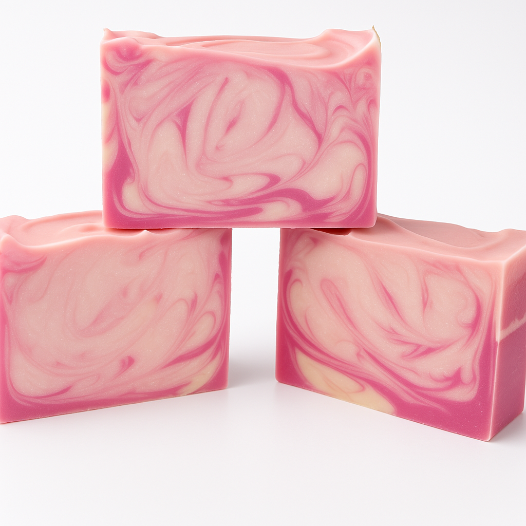 Pink swirl soap bars set with three rectangular pieces