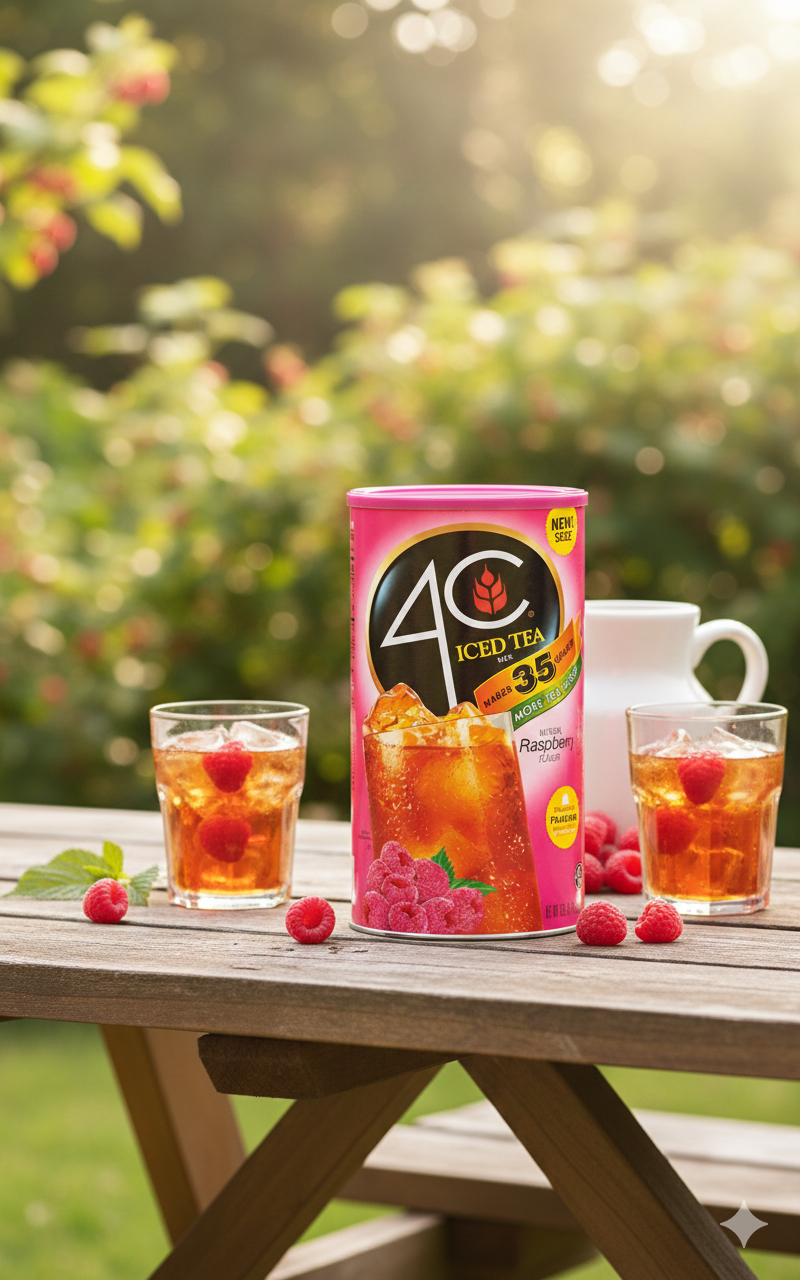 4C Iced Tea Mix Variety – Lemon, Raspberry & Peach – Real Cane Sugar Drink Mix – 82.6 oz – 94 Servings Family Beverage