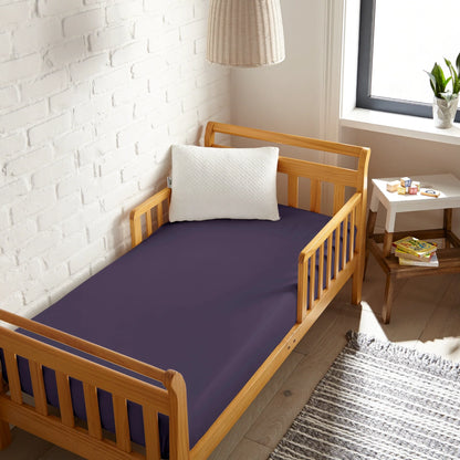 Royal purple crib fitted sheet, smooth snug fit for breathable bamboo comfort