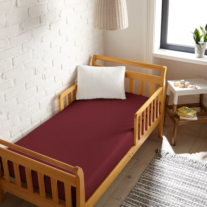 Crib fitted sheet in burgundy, smooth knit fabric for crib mattress