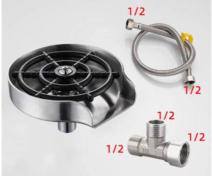 Automatic glass rinser cup washer with stainless steel base and fittings