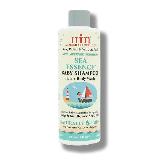 Sea Essence baby shampoo bottle, light green label, flip-top cap, 236 ml