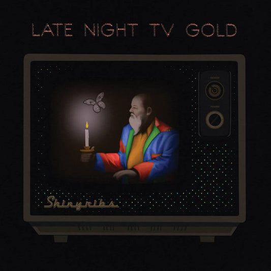 Late Night TV Gold album cover with TV scene and gold Shiny Ribs text