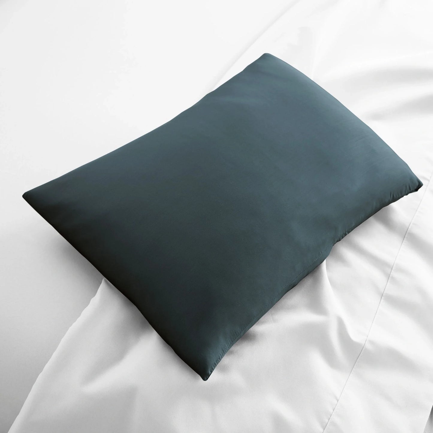 Cooling bamboo viscose travel pillowcase, slate blue, flat folded square