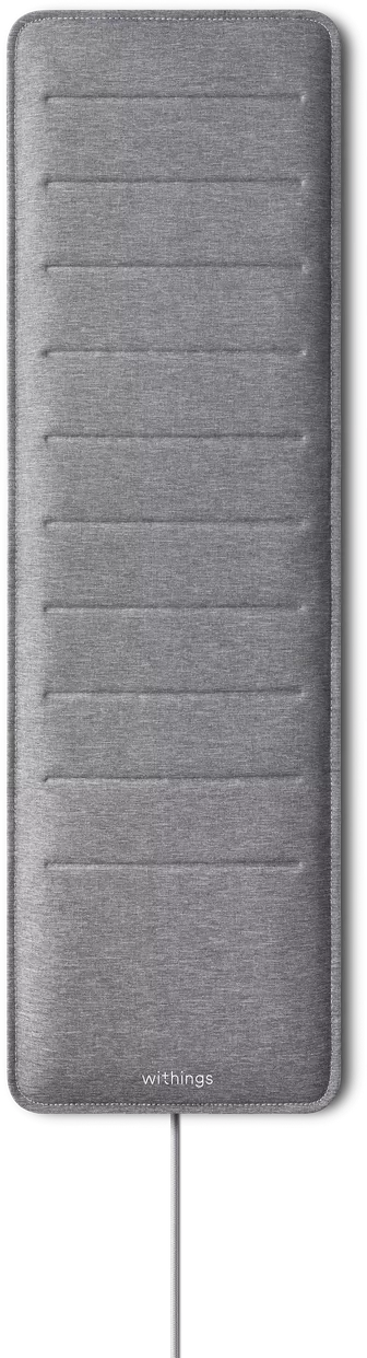 Withings sleep tracking mat, grey fabric surface with stitched segment lines
