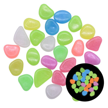 Assorted pastel glow-in-the-dark pebbles, teardrop shapes with color-swatch inset