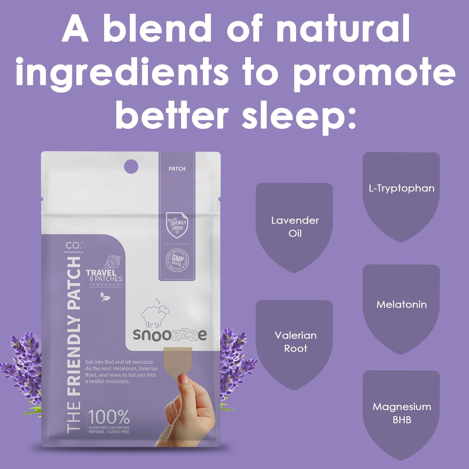 Snooze Melatonin Sleep Patches: Ashwagandha, Magnesium BHB, Valerian root Travel 8 Pack - Renee Lane Company