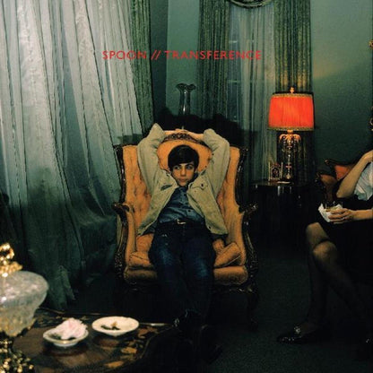Album cover artwork with seated woman in dark overalls, red title on green drape