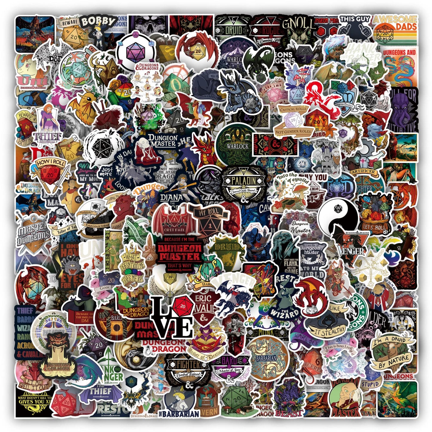 sxdaizjsym 200 Pcs Dungeons and Dragons Stickers for Laptop Water Bottle Bumper Luggage Computer Skateboard Snowboard Gifts for Kids Girls Teens Boys Women Men - Renee Lane Company