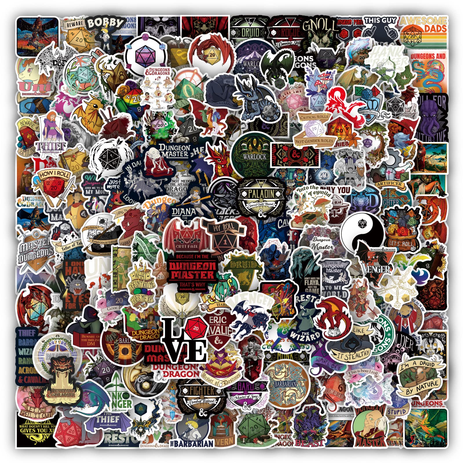 sxdaizjsym 200 Pcs Dungeons and Dragons Stickers for Laptop Water Bottle Bumper Luggage Computer Skateboard Snowboard Gifts for Kids Girls Teens Boys Women Men - Renee Lane Company