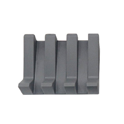 Grey kitchen faucet mat end support piece with ridged grip tabs
