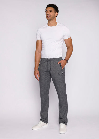 Men's athletic sweatpants, straight leg, dark heather grey, elastic waist with drawstring