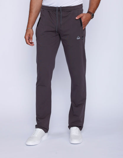 Men's athletic sweatpants, straight leg, dark grey with drawstring waist and side pockets