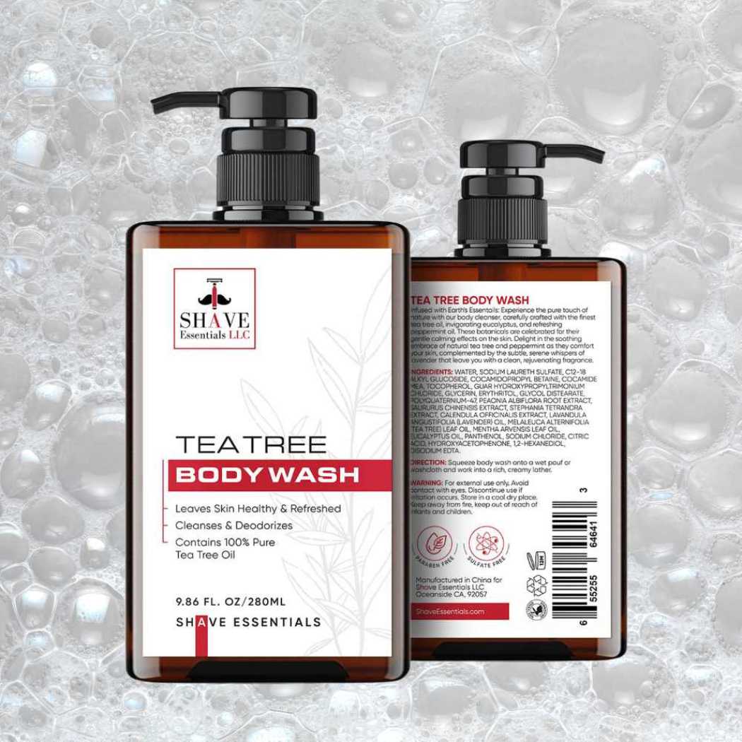 Body wash bottles with pump, amber bottle pair with labels