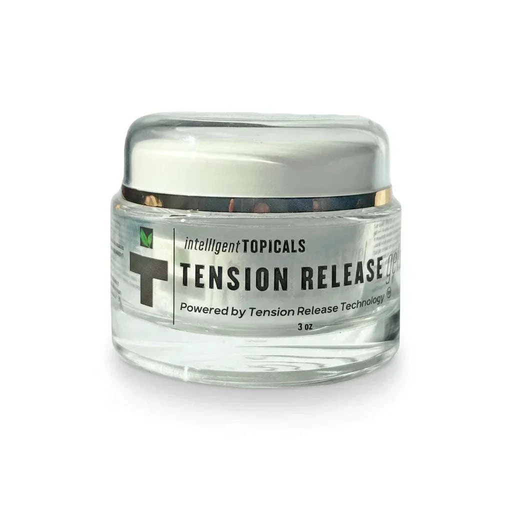 Arnica tension release gel in clear jar with black lid, 3 oz label