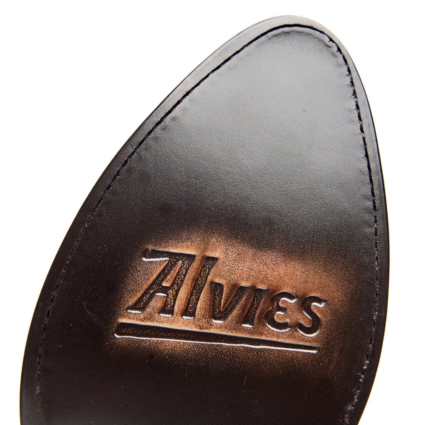Dark brown cowboy boot insole with embossed “ALLIES” logo