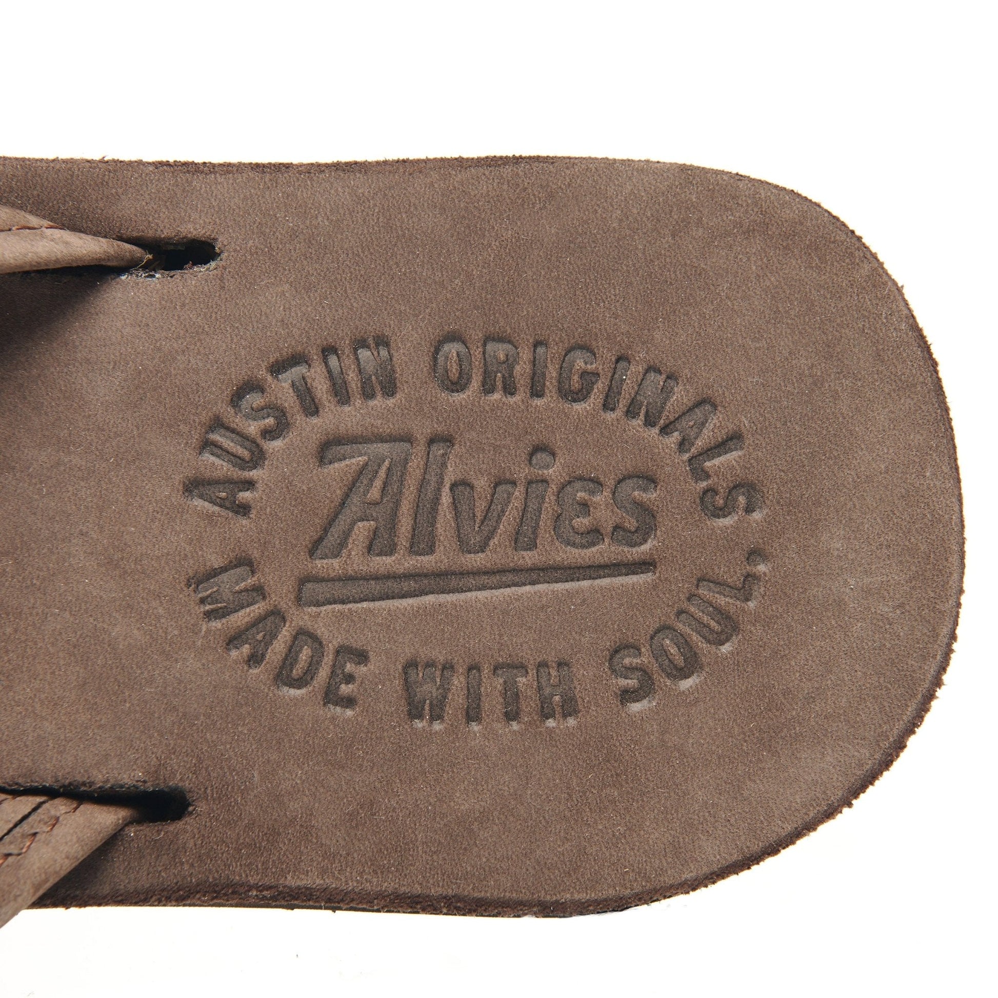 Suede thong sandals insole with embossed brand logo and dark rubber outsole