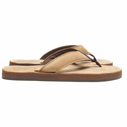 Tan flip-flop sandal with brown sole and single V-thong strap