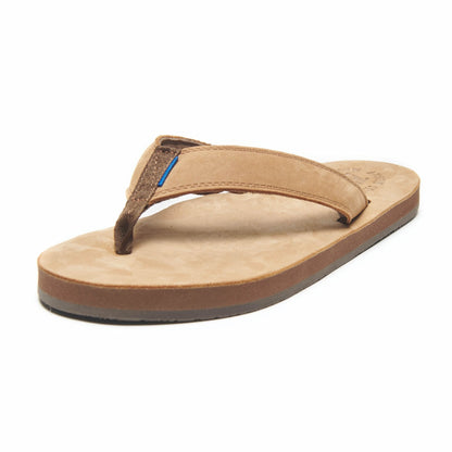 Tan flip-flop sandal with brown sole and brown V-thong strap