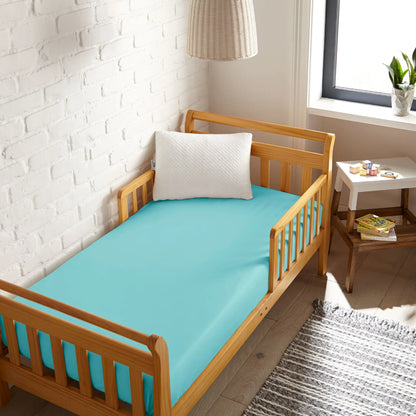 Tiffany blue crib fitted sheet, smooth snug fit for breathable bamboo comfort