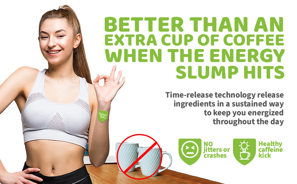 Boost Energy Patches: Caffeine, Guarana Green Tea Transdermal Energy - 28 Pack - Renee Lane Company