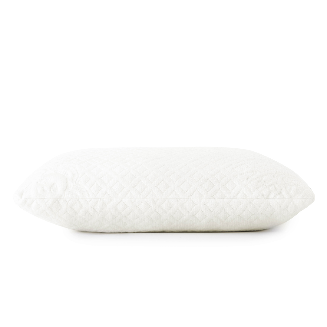 Adjustable bamboo cooling pillow for kids, white quilted oval design.