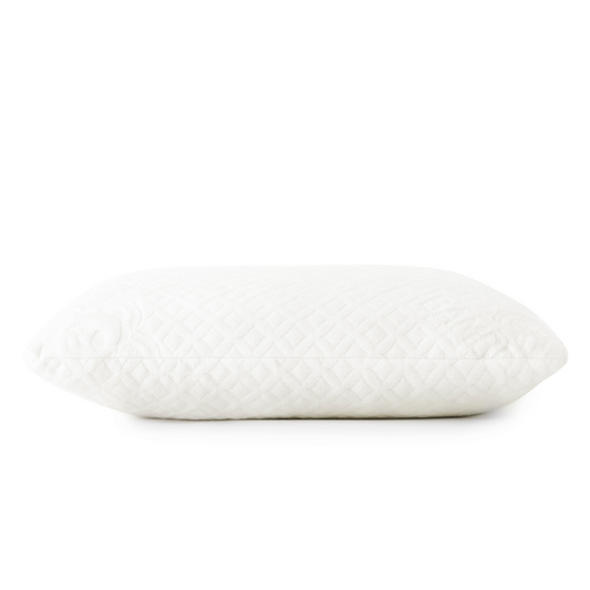 Adjustable bamboo cooling pillow for kids, white quilted oval design.