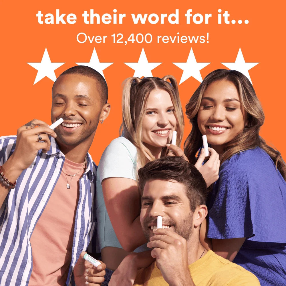 Nasal sticks in hands with people holding stick near their faces