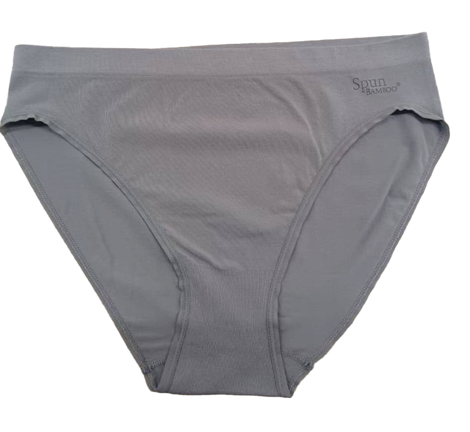 Women's high-leg brief underwear in light grey, folded