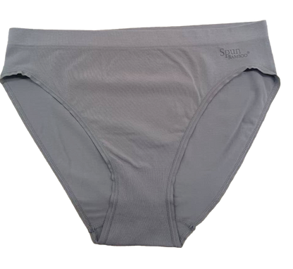 Women's high-leg brief underwear in light grey, folded
