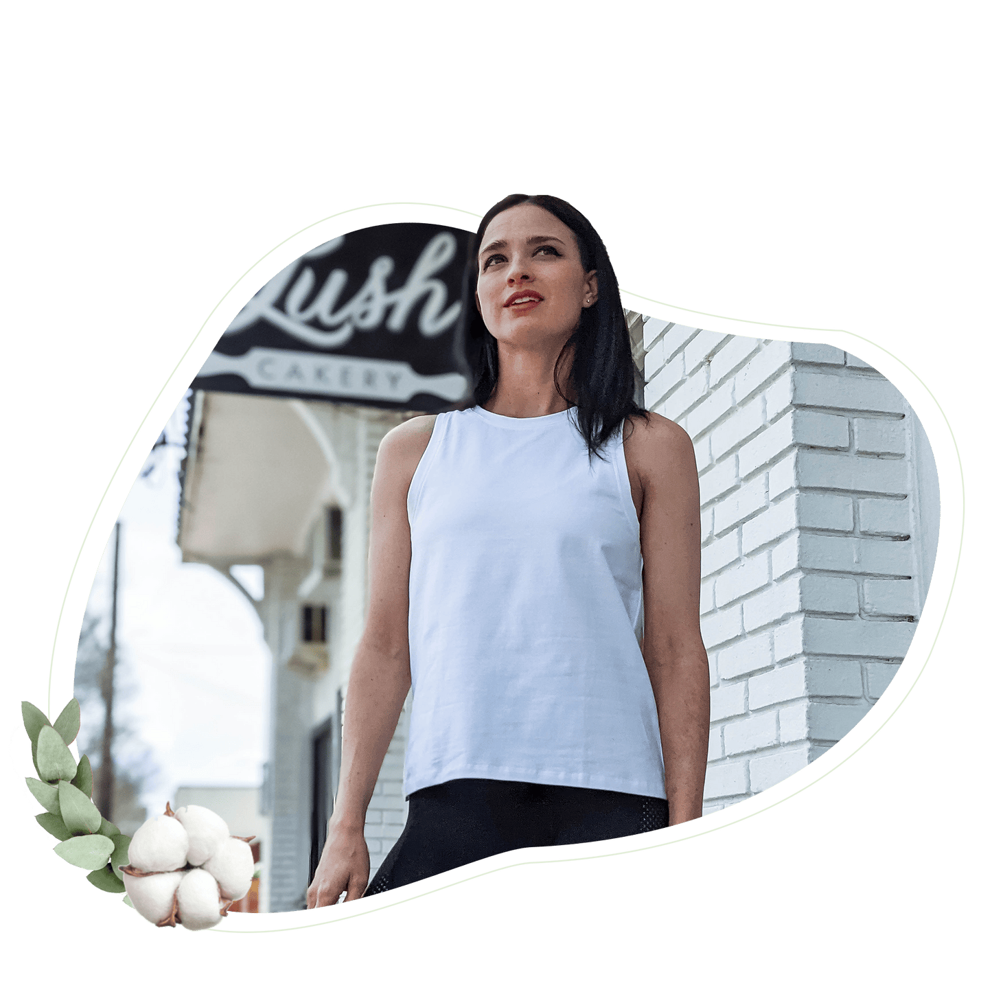 Light blue women's tank top with crew neckline and sleeveless straight hem
