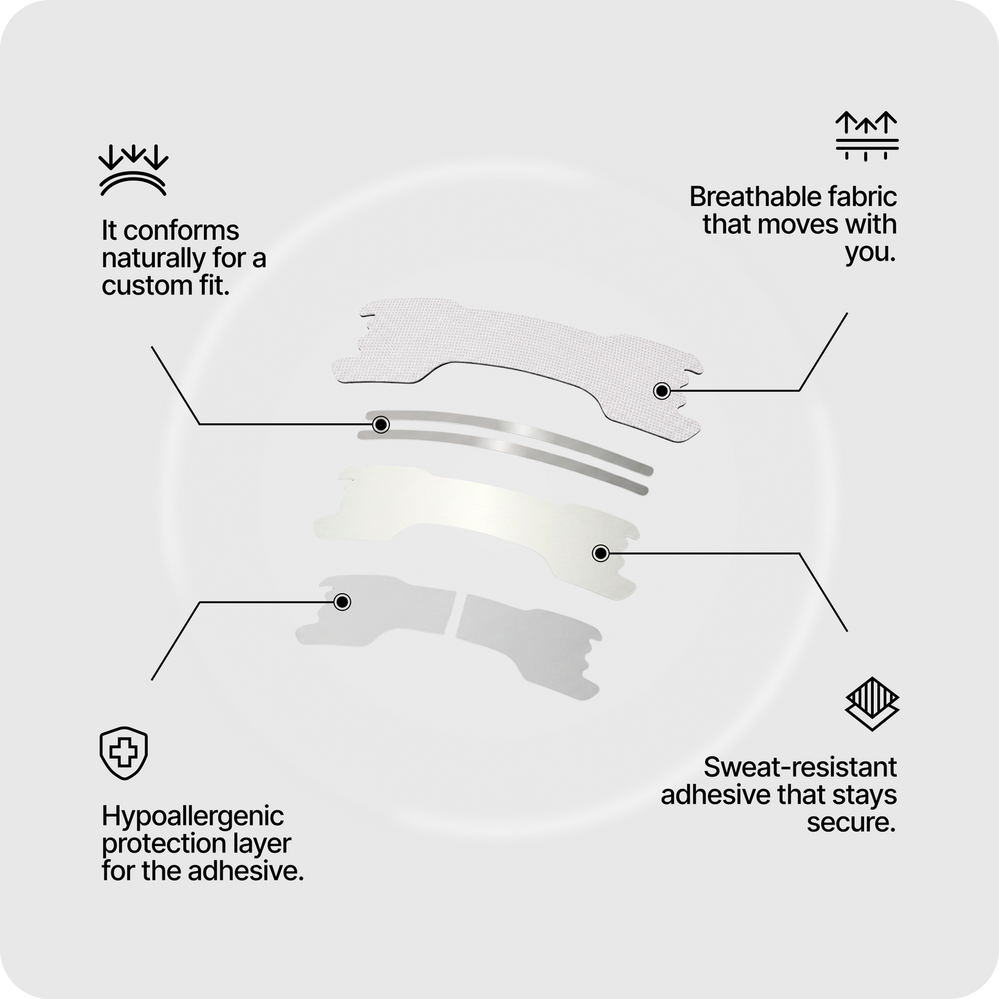 White nasal strips set with multiple white adhesive strip pieces