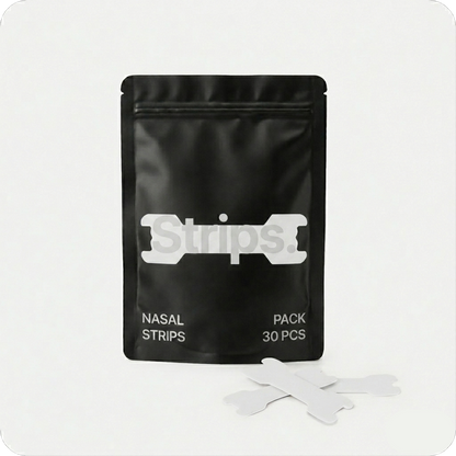 White nasal strips pouch with several white nasal strip pieces